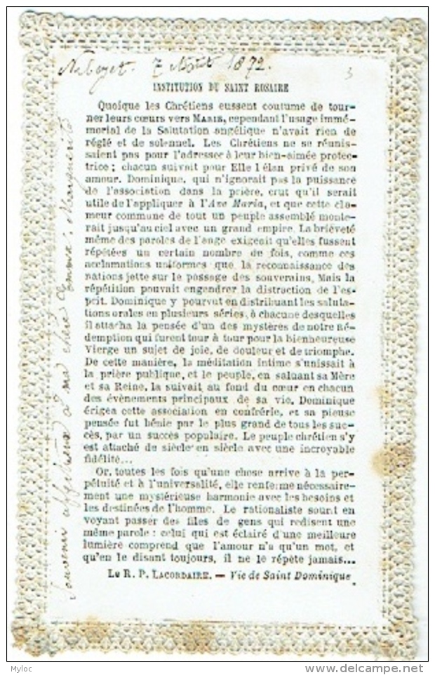 Image Religieuse, Canivet. Ed. Letaille, Paris. 1872. - Images Religieuses