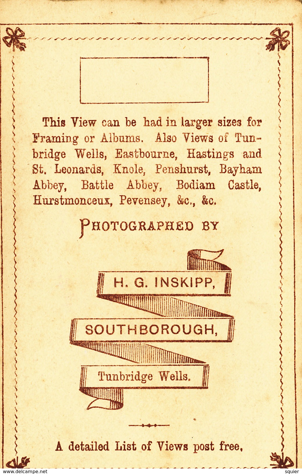 CDV, Eastbourne, Wish Tower, H.G.Inskipp, Photographer - Anciennes (Av. 1900)