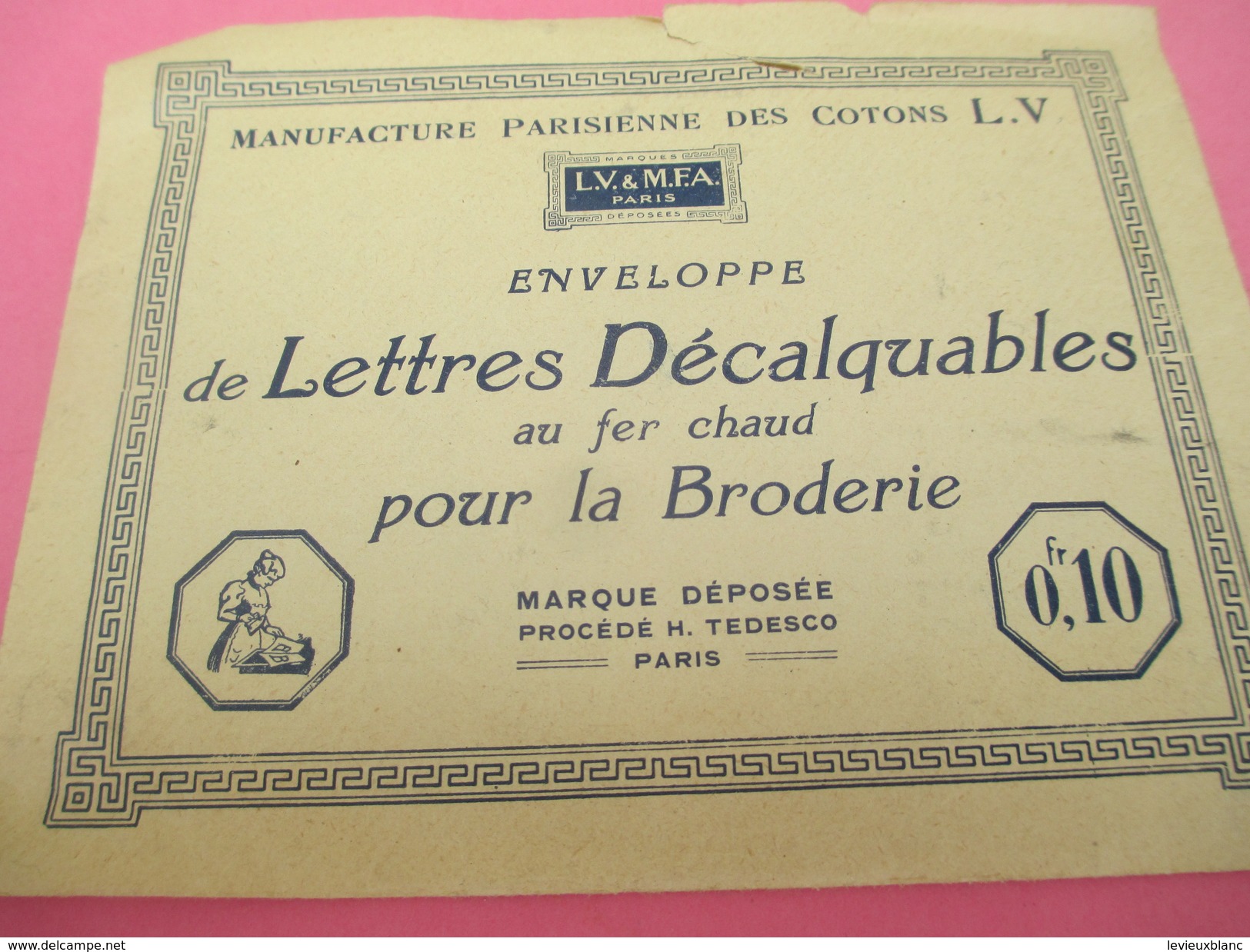 Manufacture Parisienne Des Cotons LV/Enveloppes De Lettres Décalquages Au Fer à Chaud/Broderie/Paris/vers 1920-30  MER51 - Dentelles Et Tissus