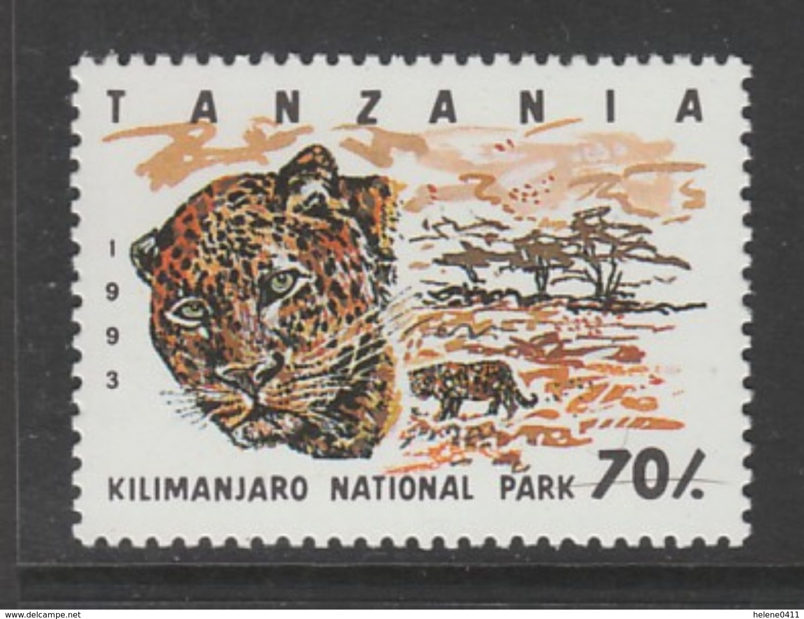 TIMBRE NEUF DE TANZANIE - PARC DU KILIMANDJARO : LEOPARD N° Y&T 1444 - Big Cats (cats Of Prey)