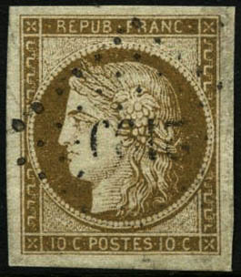 Oblit. N°1 10c Bistre, Pièce De Luxe - TB - 1849-1850 Ceres