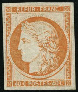 ** N°5g 40c Orange, Réimp  - TB - 1849-1850 Ceres