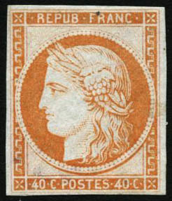 ** N°5g 40c Orange, Réimp - B - 1849-1850 Ceres