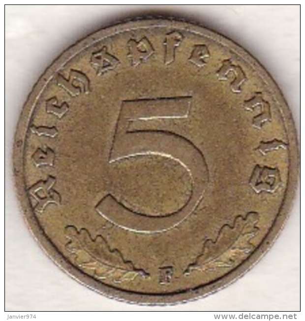 5 Reichspfennig 1938  F (STUTGART) .   Bronze-aluminium - 5 Reichspfennig