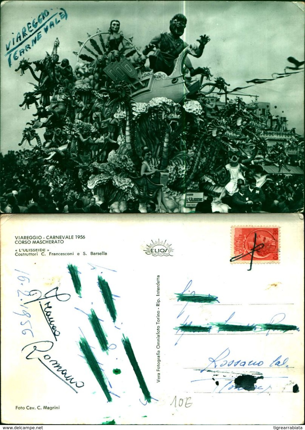 6832a)cartolina Viareggio Carnevale 1956 Corso Mascherato -l'ulisseide Ed.omniafoto - Viareggio