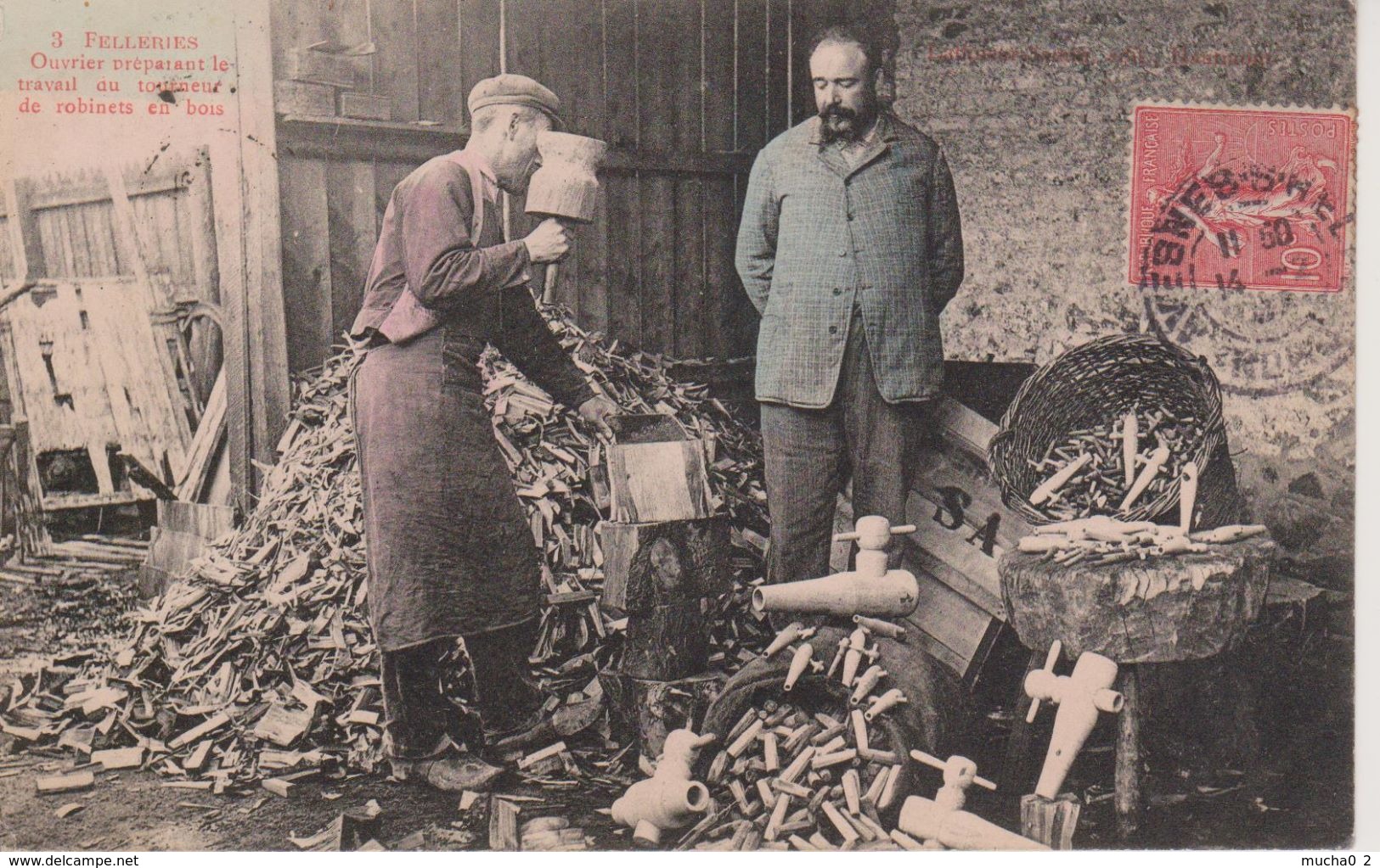 59 - FELLERIES - PREPARATION DU TRAVAIL DU TOURNEUR DE ROBINETS EN BOIS - SUPERBE - Autres & Non Classés