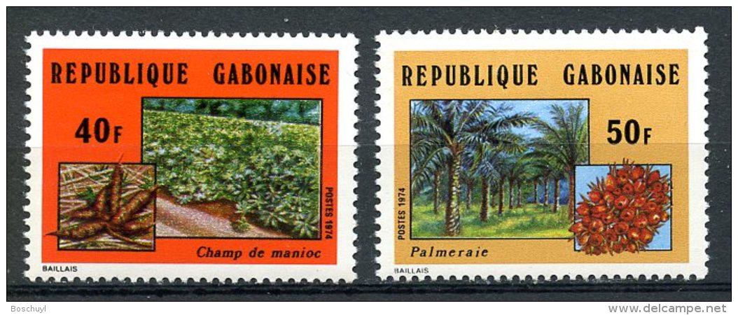 Gabon, 1974, Agriculture, Maniok, Palm Trees, MNH, Michel 543-544 - Gabon (1960-...)