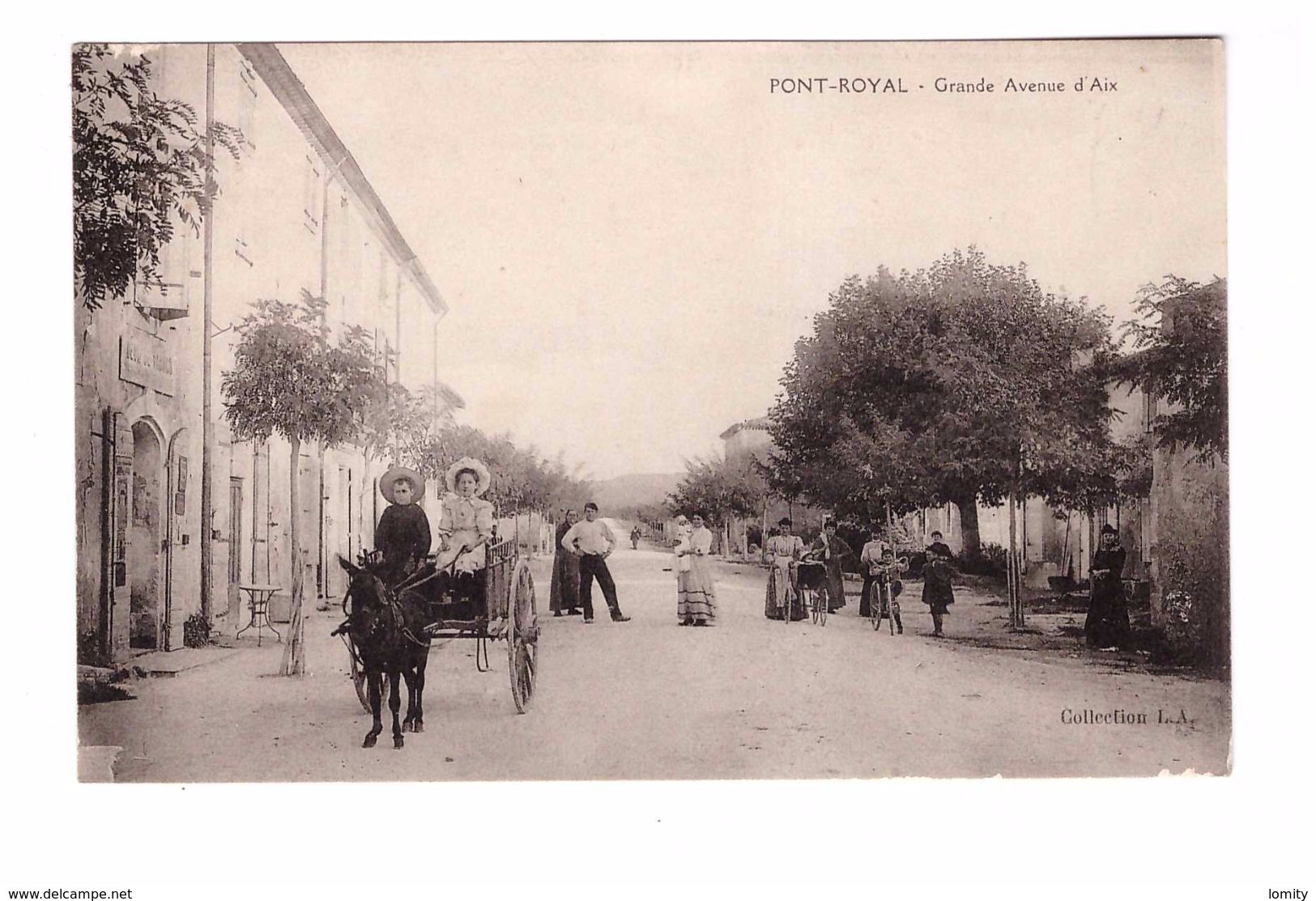 13 Pont Royal Grande Avenue D' Aix Cpa Animée Attelage Ane Mallemort Correspondance 1916 - Mallemort