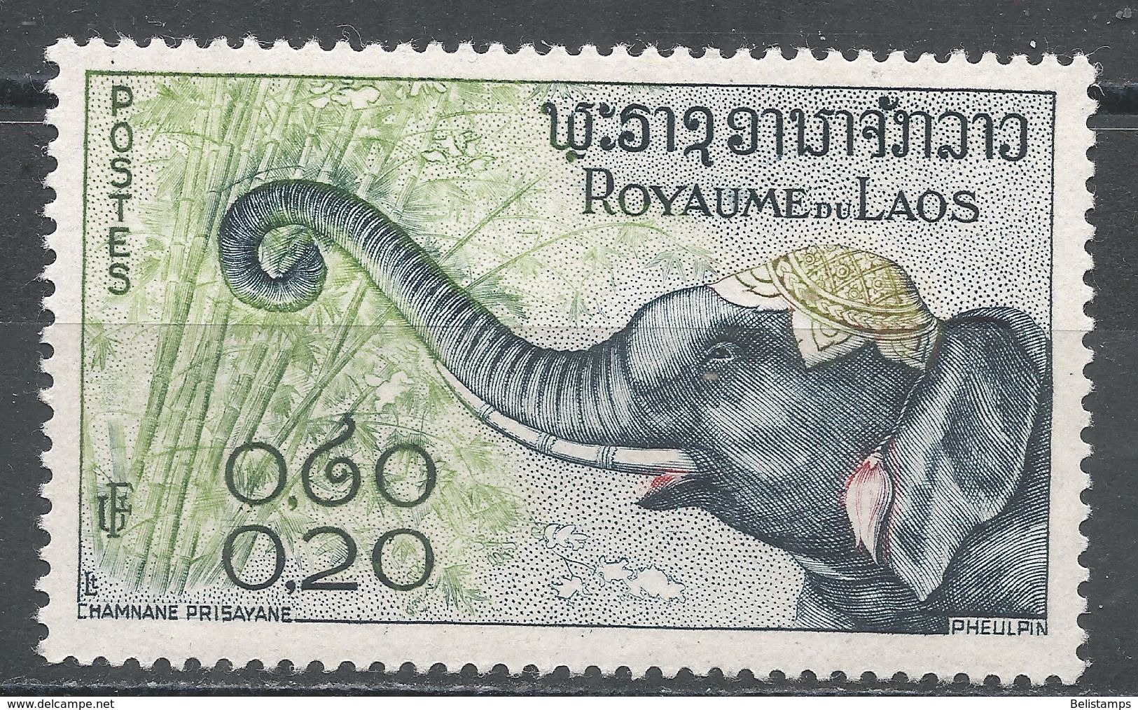 Laos 1958. Scott #42 (MH) Elephant - Laos