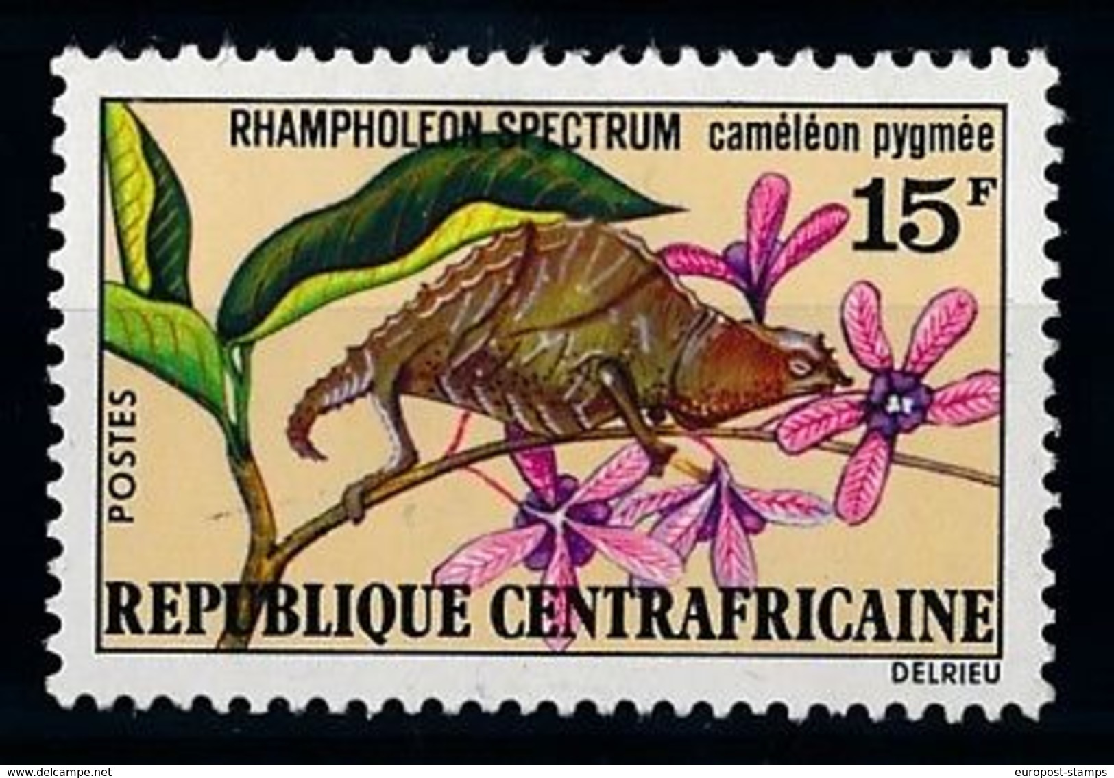 [65714] Central African Republic 1973 Reptiles Chameleon, Flowers  MLH - Other & Unclassified