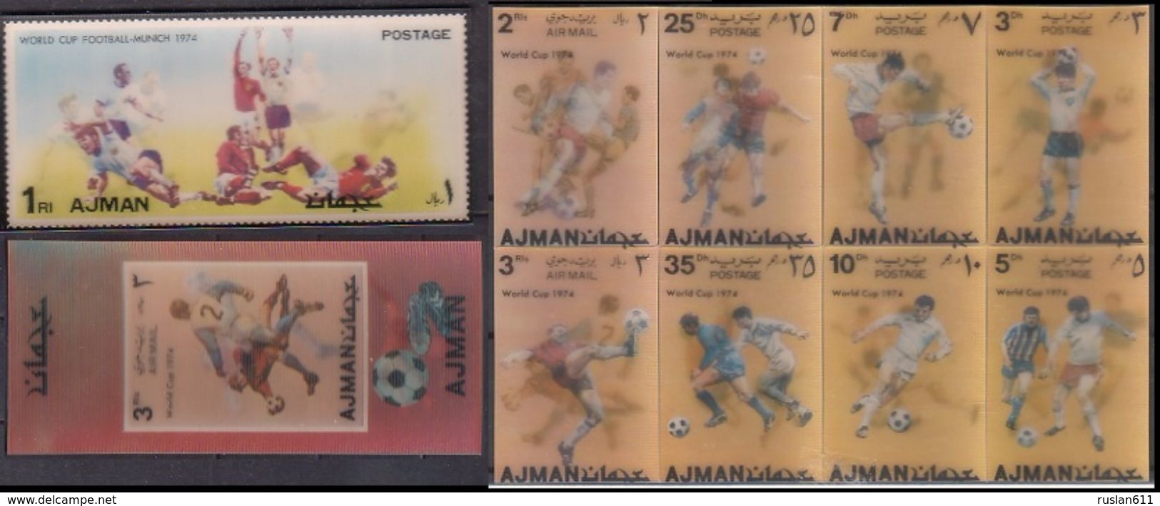 Soccer Football Ajman #1461/8 + Bl 378/9 1974 World Cup Germany MNH ** - 1974 – Germania Ovest