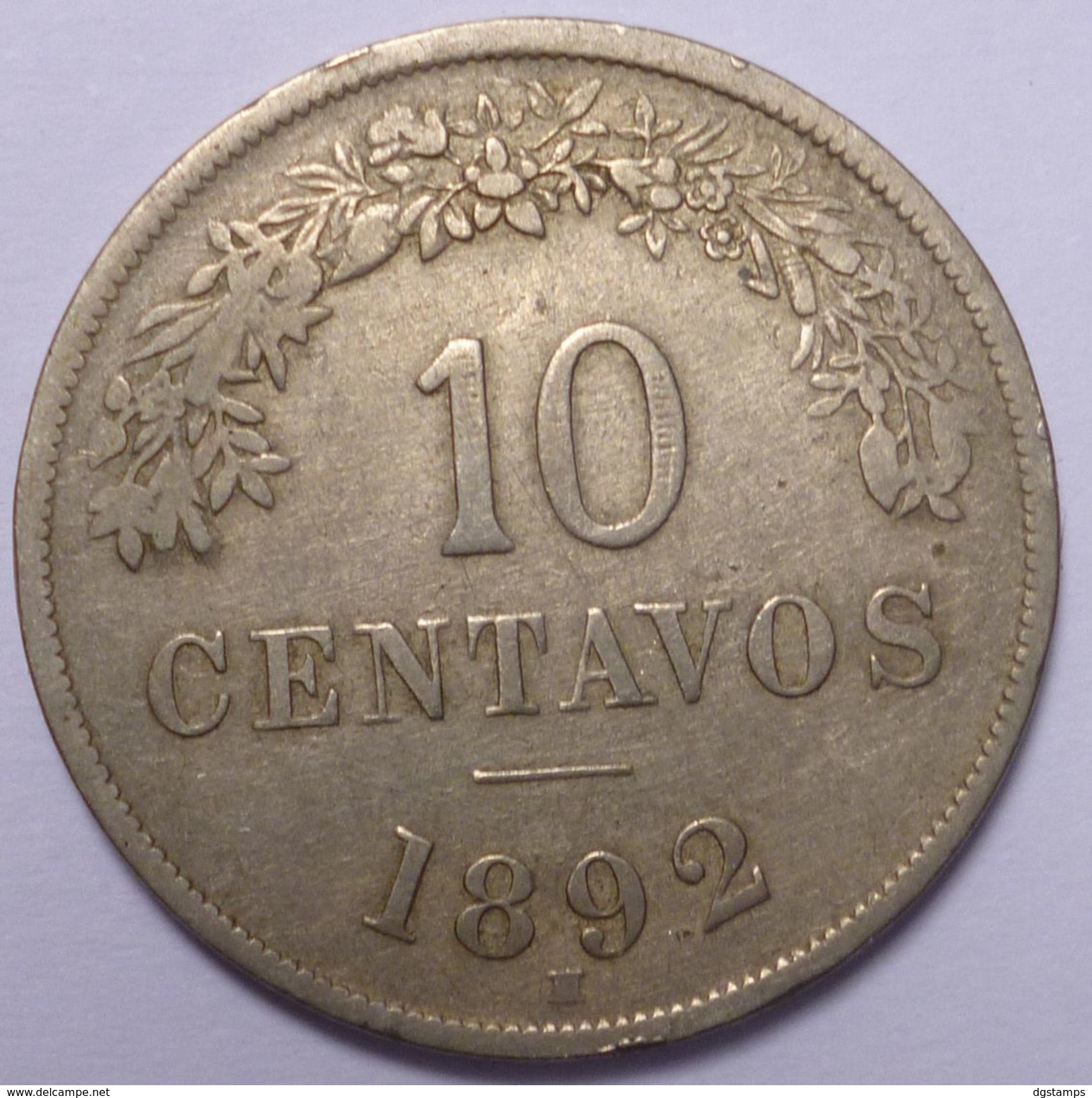 Bolivia 1892H KM 172 VF. 10 Cents. Copper-Nickel. 2 Scan. - Bolivia