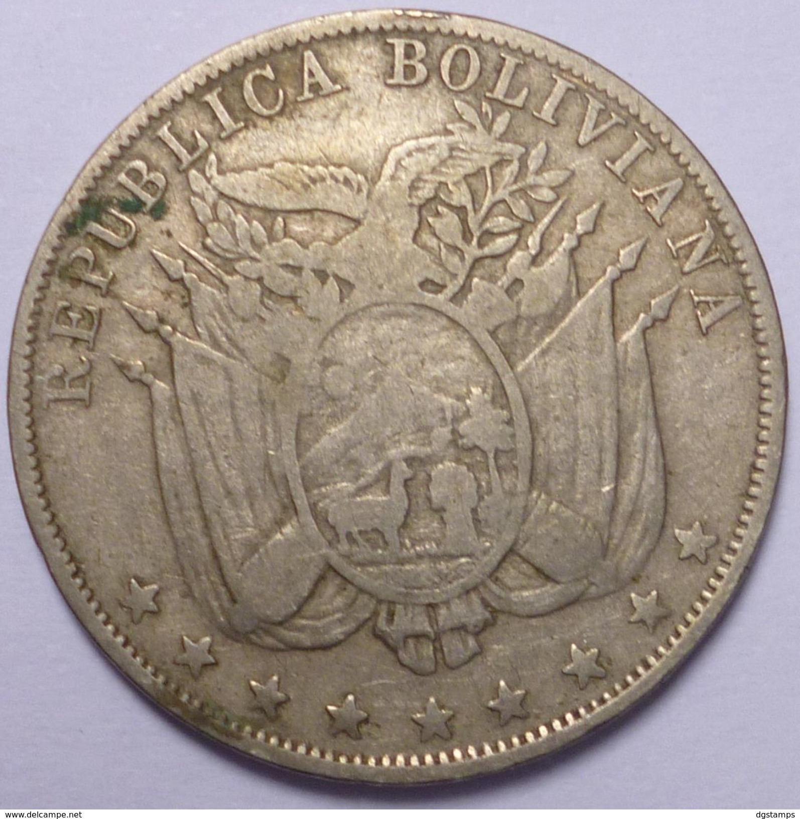 Bolivia 1892H KM 172 VF. 10 Cents. Copper-Nickel. 2 Scan. - Bolivia