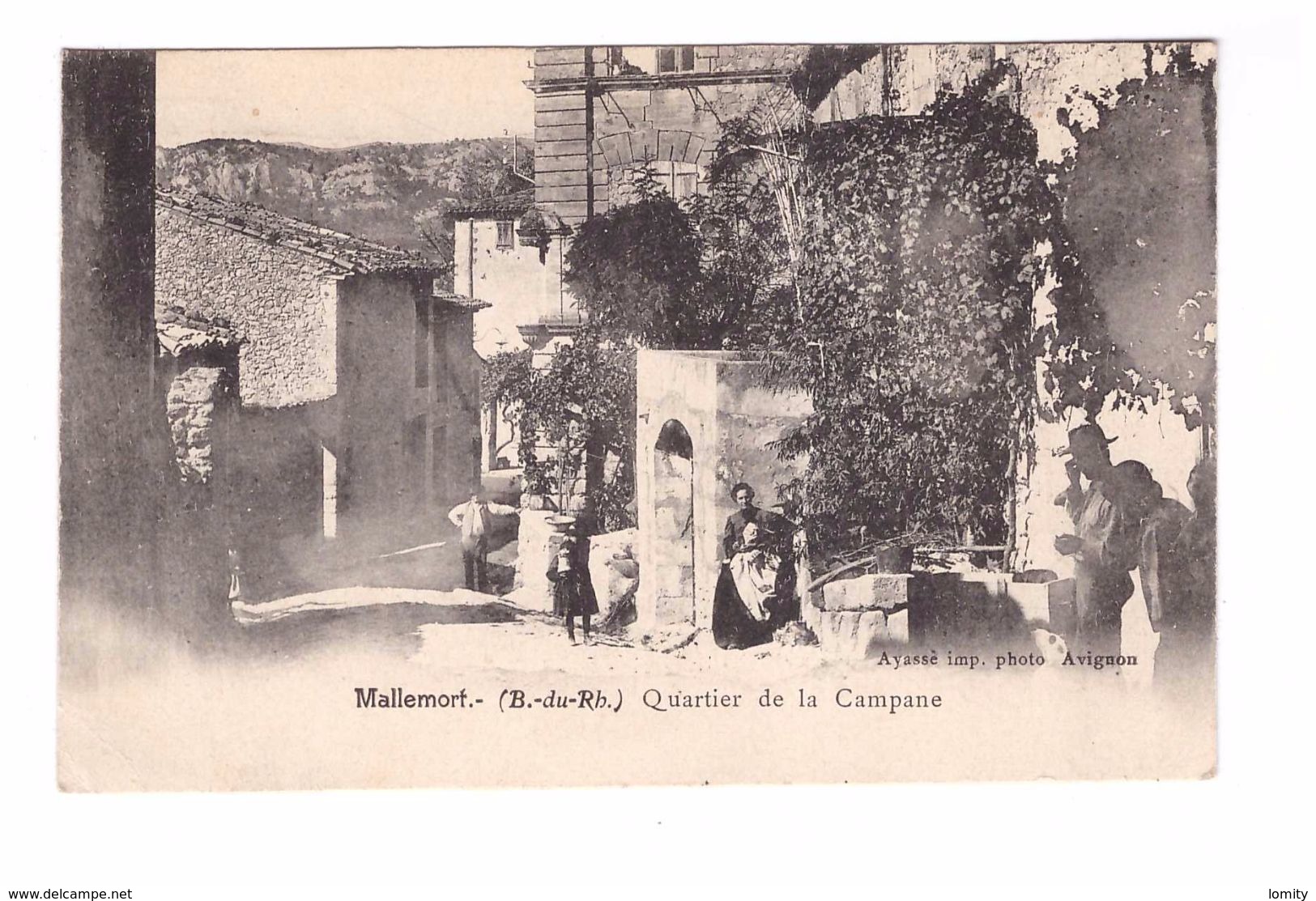 13 Mallemort Quartier De La Campane Cpa Animée Edit Ayasse Cachet 1905 - Mallemort