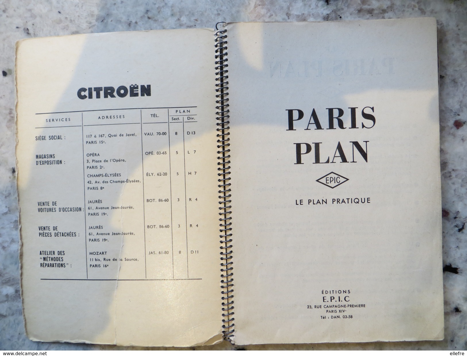 Petit Livre Fascicule à Spirale Paris PLAN ( Métro Rue Cartes Arrondissement ) Publicité Citroën  Editions Epic - Cartes/Atlas