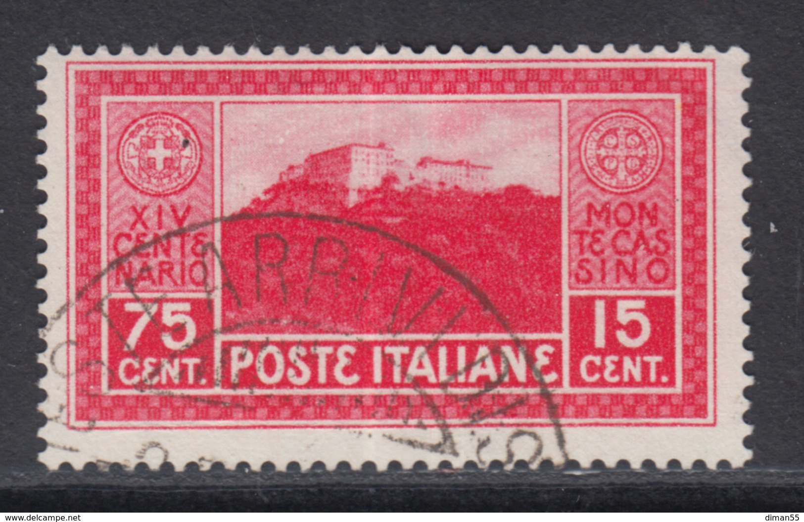 ITALIA REGNO 1929 Montecassino - Sassone 265 - Cat 65 Euro  Usato LUXUS GESTEMPELT - Oblitérés
