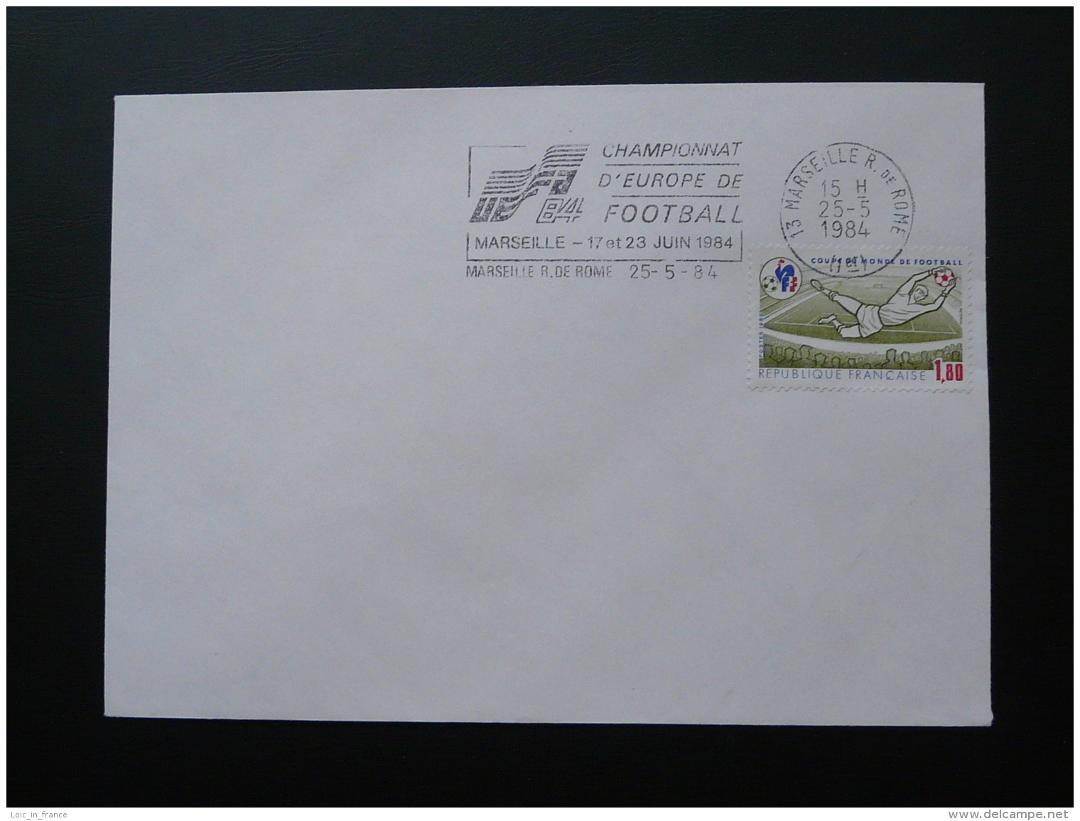 Lettre Cover Flamme Concordante Championnat Europe Football Marseille 1984 - Championnat D'Europe (UEFA)