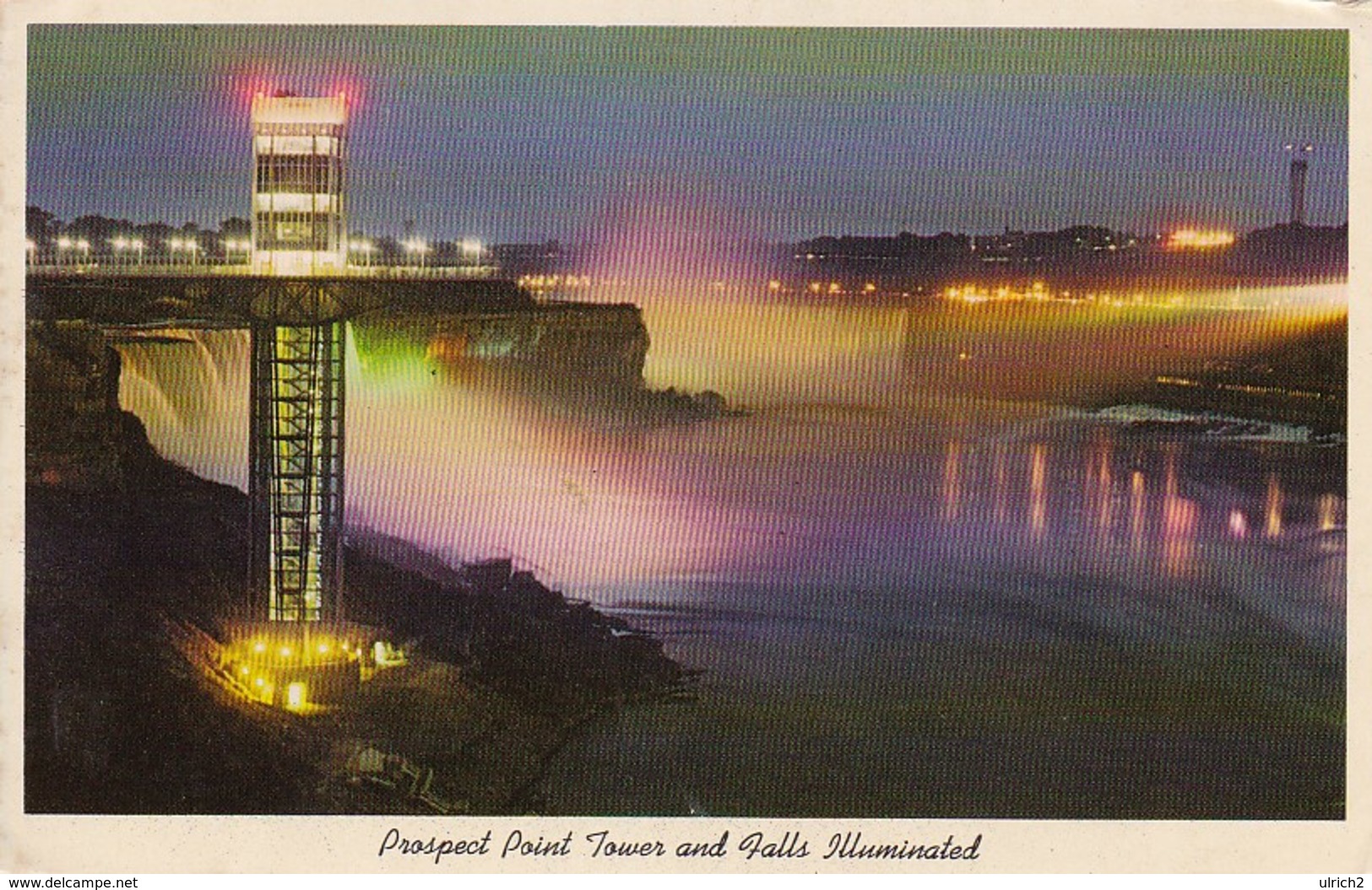 PC Niagara - Prospect Point Tower And Falls Illuminated - 1969 (30415) - Niagarafälle