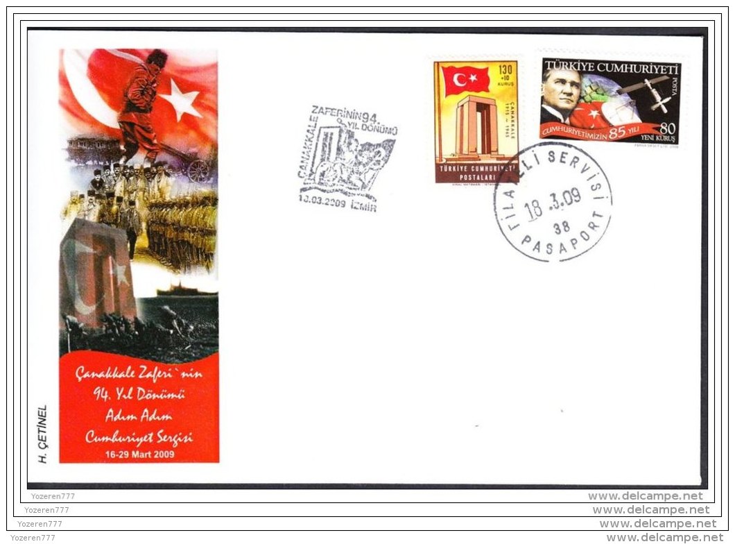 B-0198 94th ANNIVERSARY OF DARDANELLES VICTORY F.D.C. - Lettres & Documents