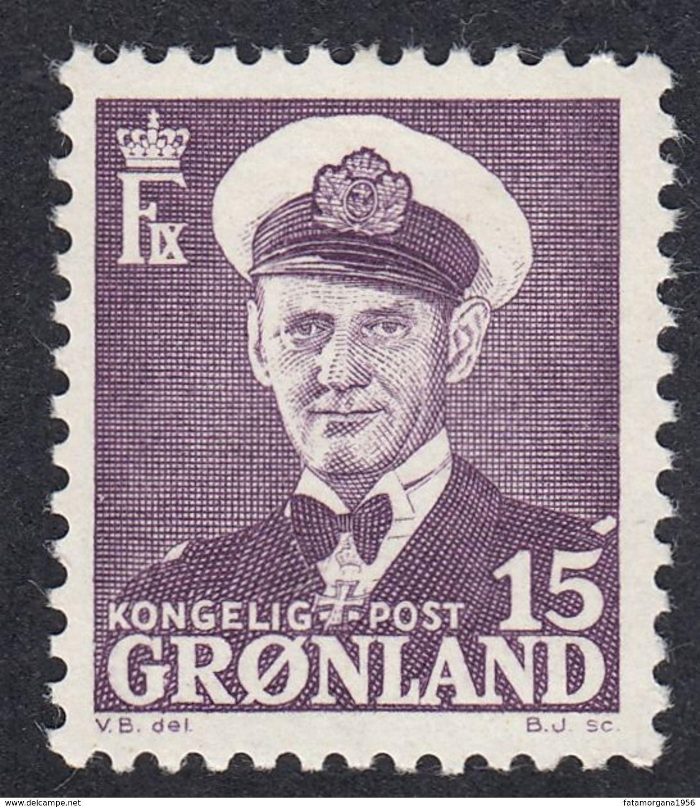 Grønland - Groenlandia - Groenland - 1950 - Yvert 22 Nuovo MNH, 15 øre, Violetto. - Neufs