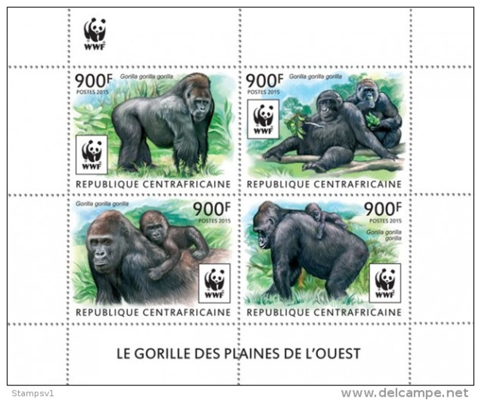 Central African Republic. 2015 WWF &ndash; Gorilla (set). (225a) - Gorilla's