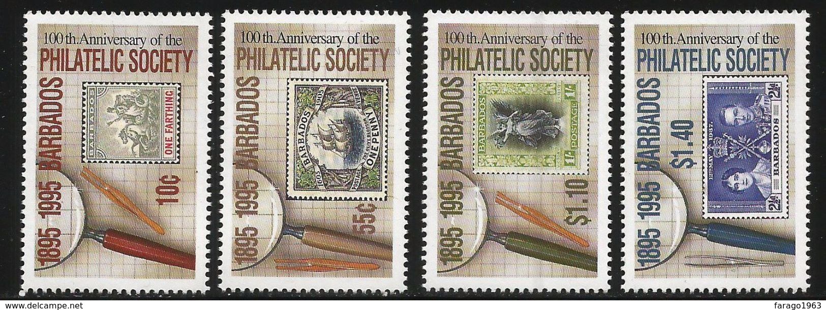 1995 Barbados Philatelic Society Stamps On Stamps Complete Set Of 4  MNH - Barbados (1966-...)