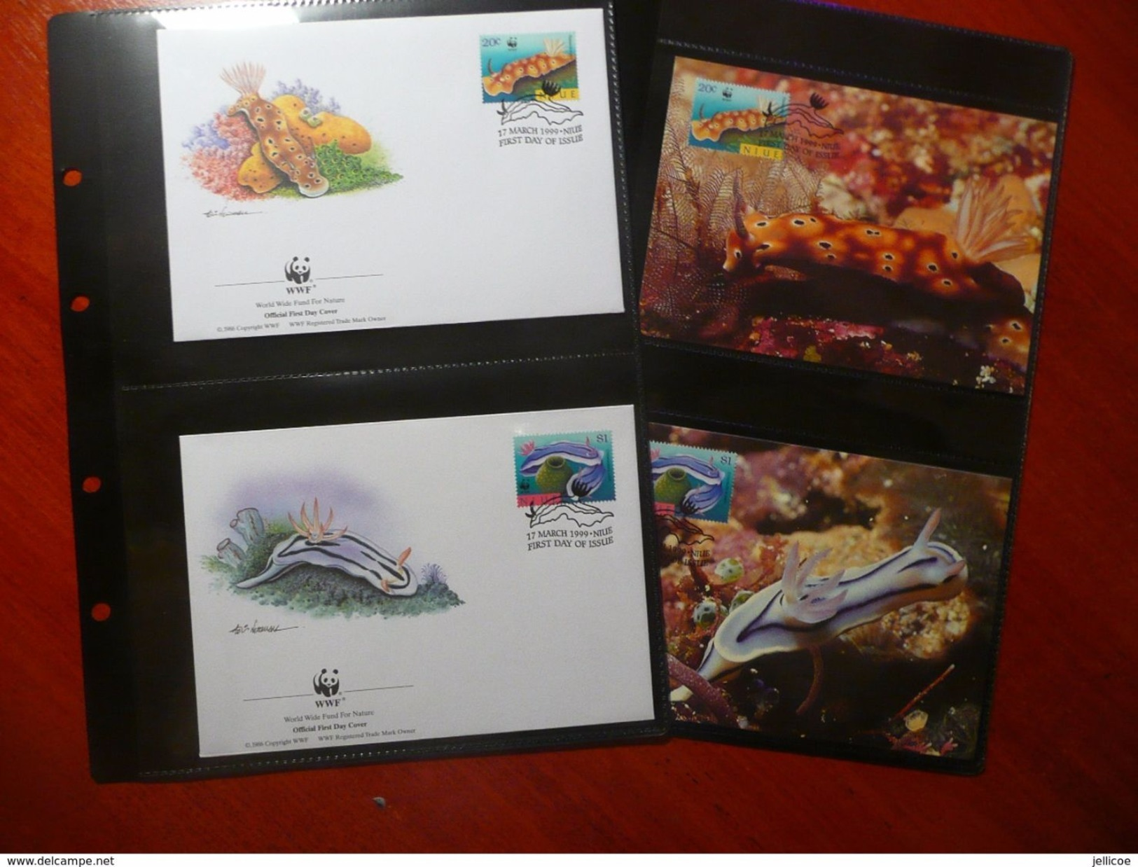 WWF Niue Nudibranch Marine Life 1999 Complete Chapter Kapitel 4v + 4 FDC CM MC MK Carte Maximum - Lots & Serien