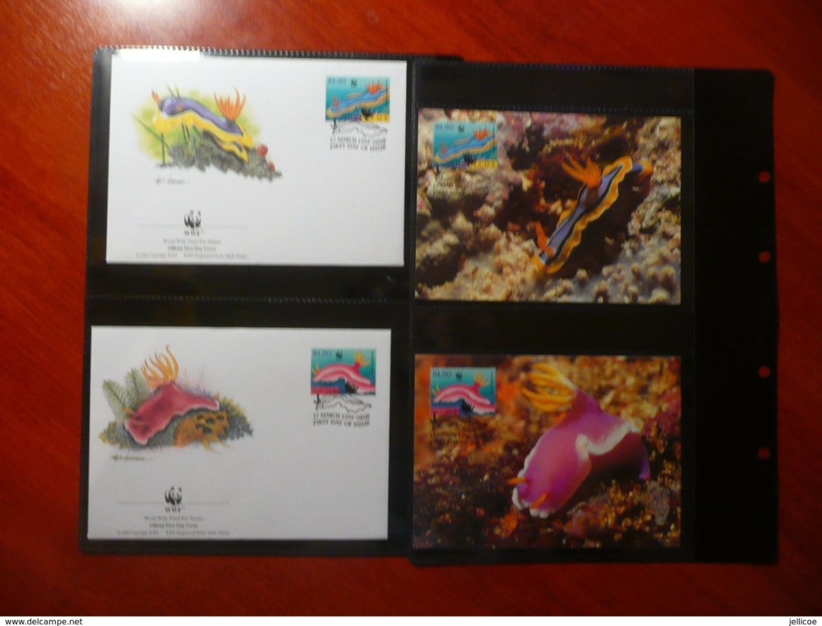 WWF Niue Nudibranch Marine Life 1999 Complete Chapter Kapitel 4v + 4 FDC CM MC MK Carte Maximum - Collections, Lots & Series