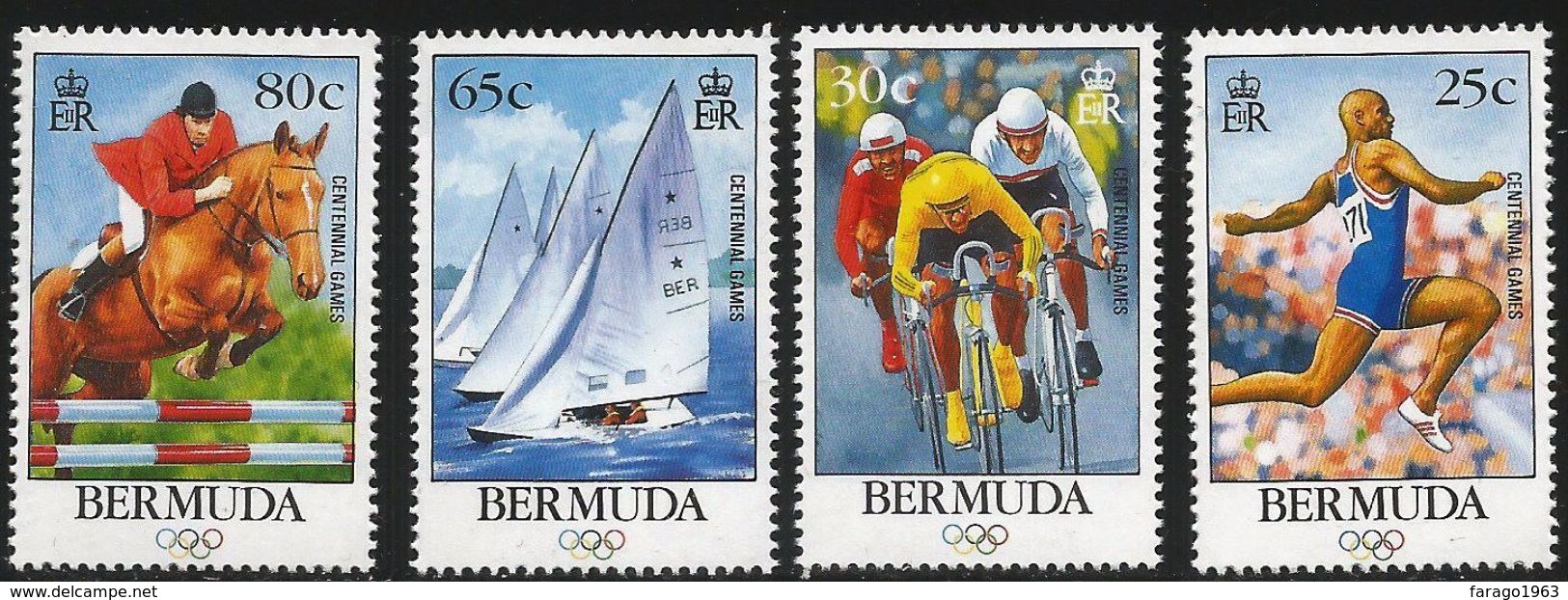 1996 Bermuda Olympics Cycling Sailing Equestrian Complete Set Of 4  MNH - Bermuda