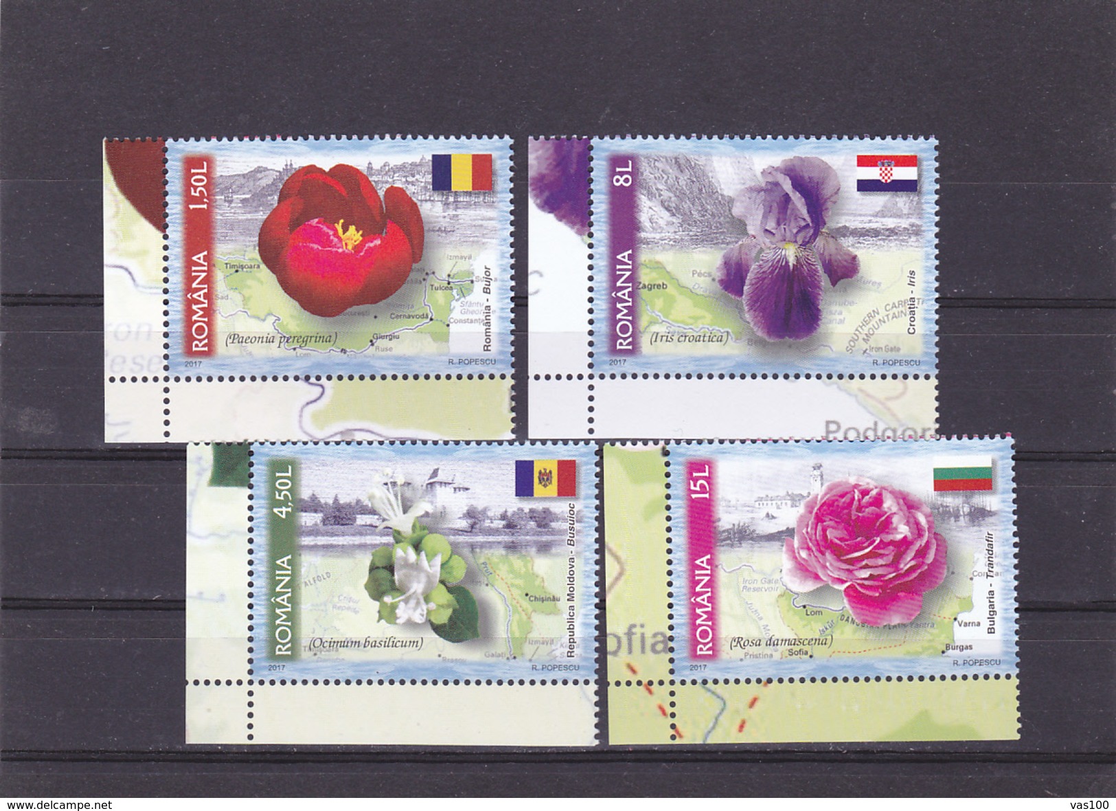 FLOWERS,ORCHID,ROSESETC.,FULL SET, 2017 MNH,ROMANIA. - Unused Stamps