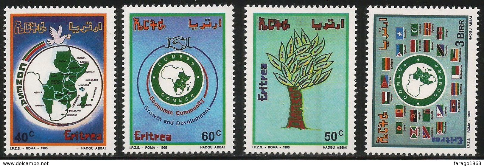 1995 Eritrea COMESA Flags Maps  Complete Set Of 4  MNH - Eritrea