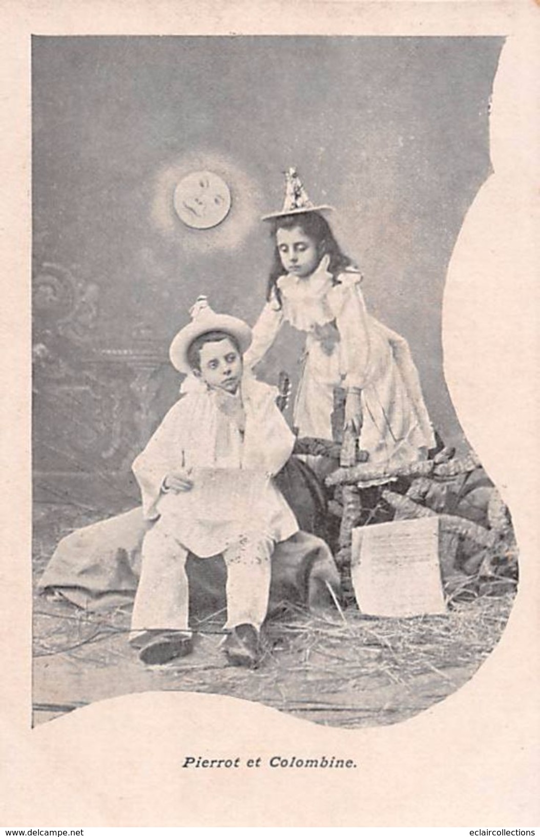Thème : Clowns.Pierrot.Colombine.   Série de 6 Cartes  Pierrot et Colombine. Enfants      (voir scan)