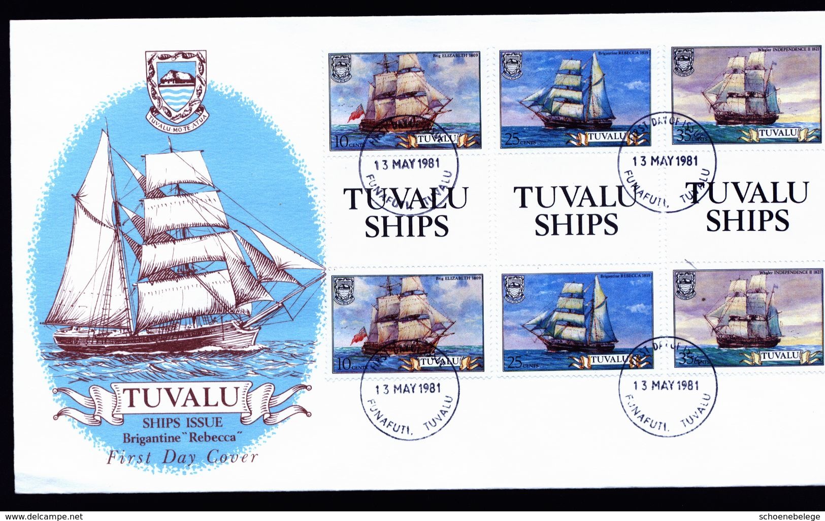 A4915) Tuvalu FDC Ships Schiffe 13.5.81 Gutter Pairs - Tuvalu (fr. Elliceinseln)