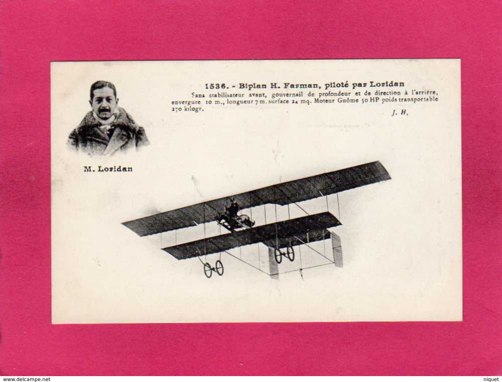 Avion, Aviateur, Biplan H. Farman, Piloté Par Loridan, (J. H.) - Aviateurs