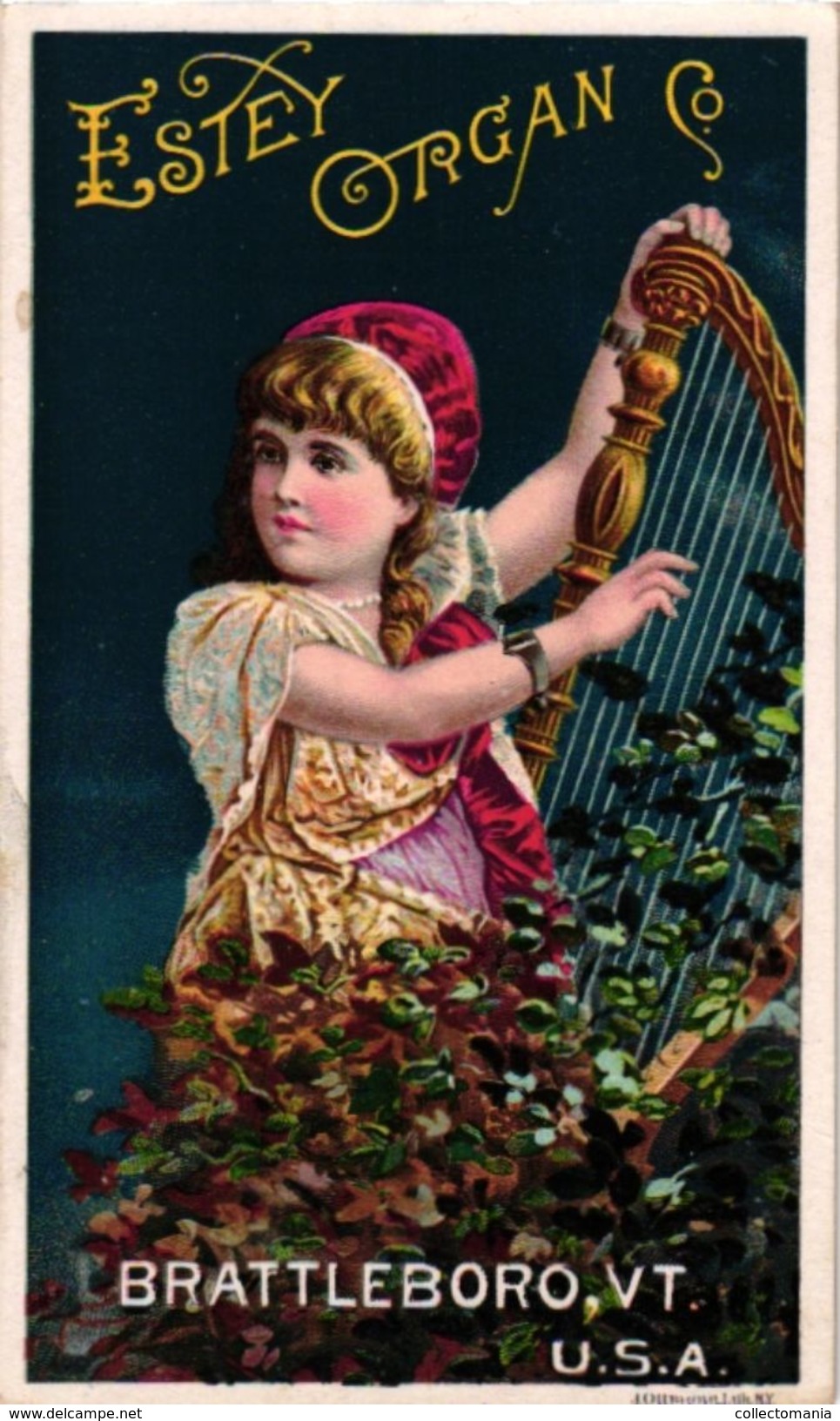 2 Trade Cards Chromos Fabrique Piano Pub. Estey Piano New York  Anno 1890  Litho - Sonstige & Ohne Zuordnung