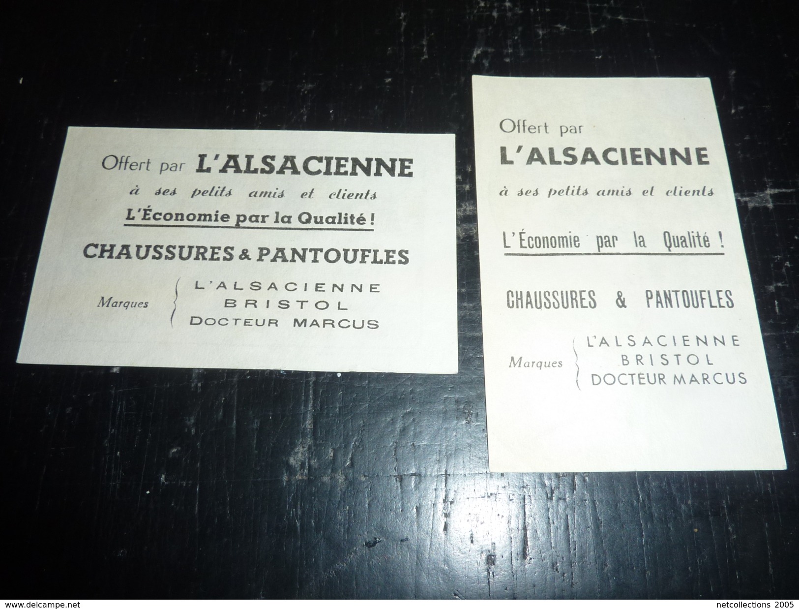 2 IMAGES PUBLICITAIRES DE L'ALSACIENNE CHAUSSURES & PANTOUFLES ILLUSTRATION DE HANSI - ILLUSTRATEUR (X) - Schoenen