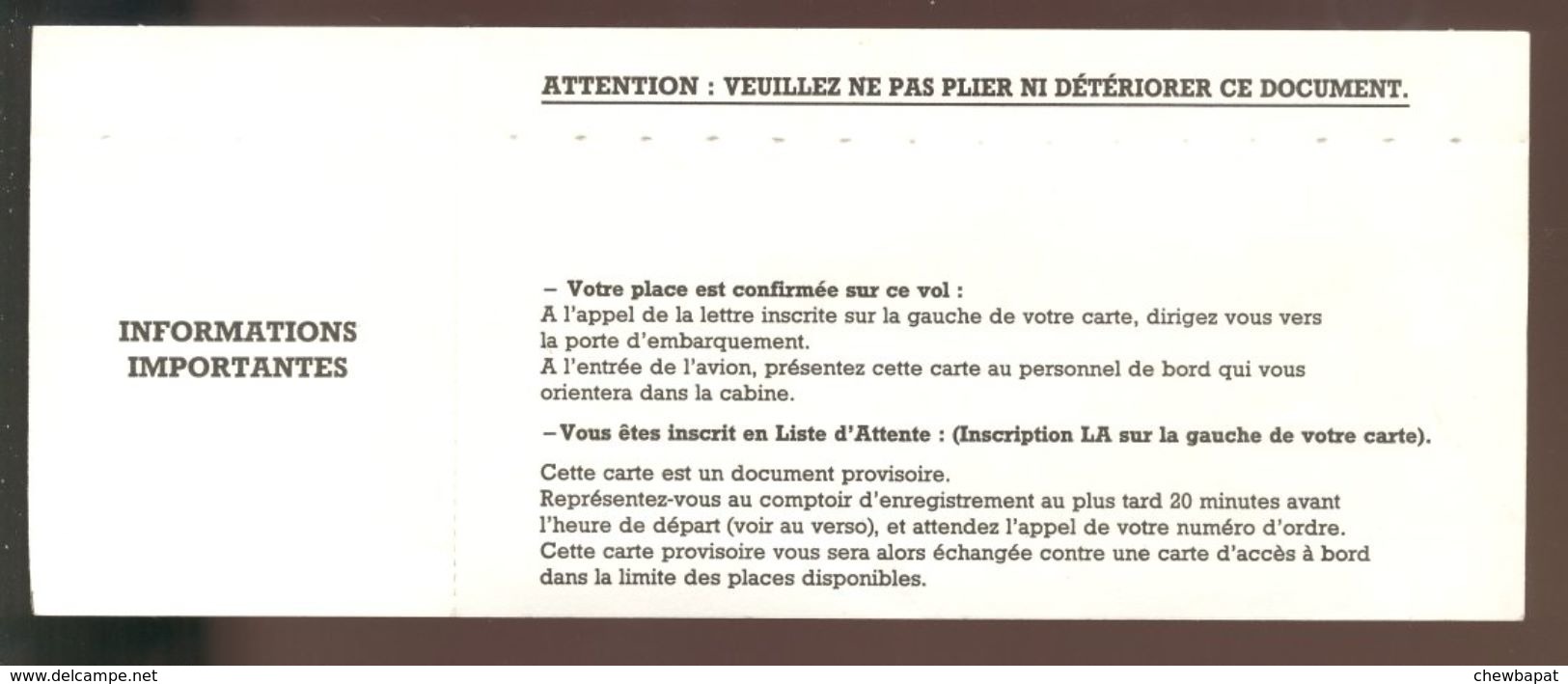Air Inter - Carte D'embarquement - Boarding Pass - Paris Orly - 1991 - Tarjetas De Embarque