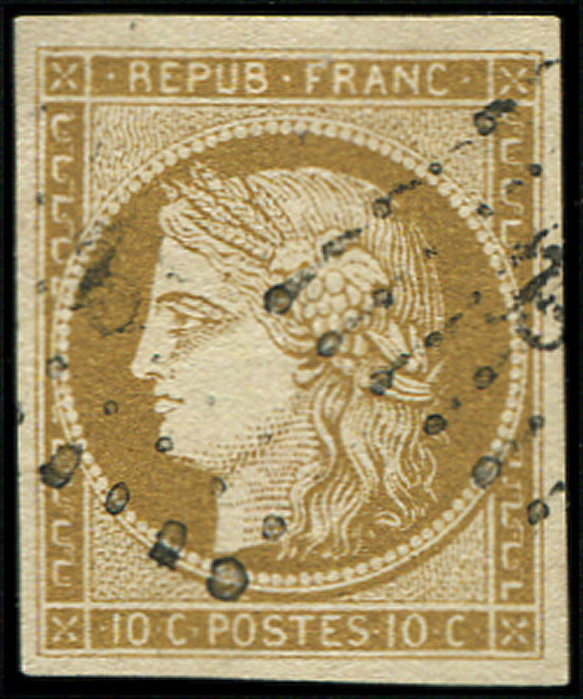 1    10c. Bistre Jaune, Obl. PC, TB - 1849-1850 Ceres