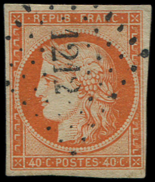 5    40c. Orange, Obl. PC 1212, Frappes TTB - 1849-1850 Ceres