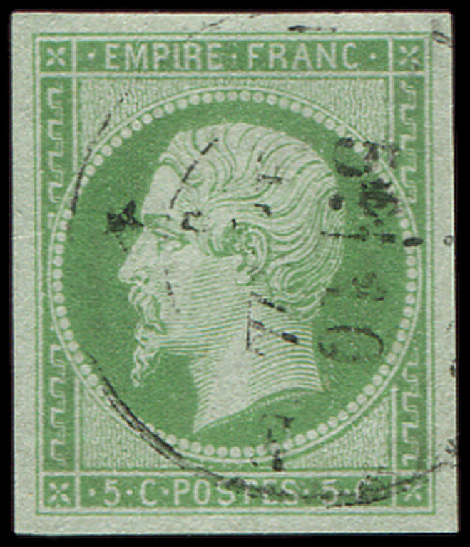 12    5c. Vert, Nuance Claire, Obl. Càd, Belles Marges, TTB - 1853-1860 Napoléon III