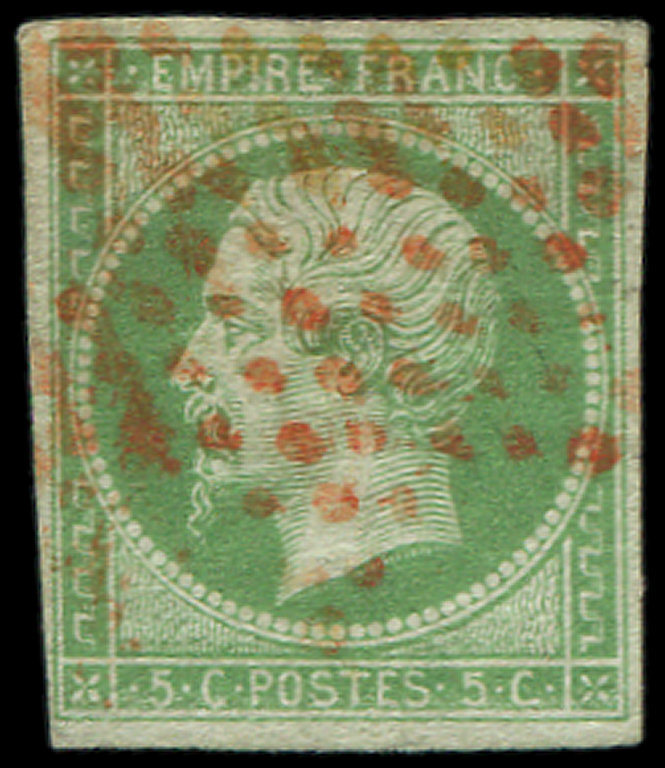 12    5c. Vert, Obl. Etoile ROUGE, TB. C - 1853-1860 Napoléon III