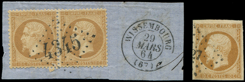 13A  10c. Bistre, T I, Obl. PC, TB/TTB - 1853-1860 Napoléon III