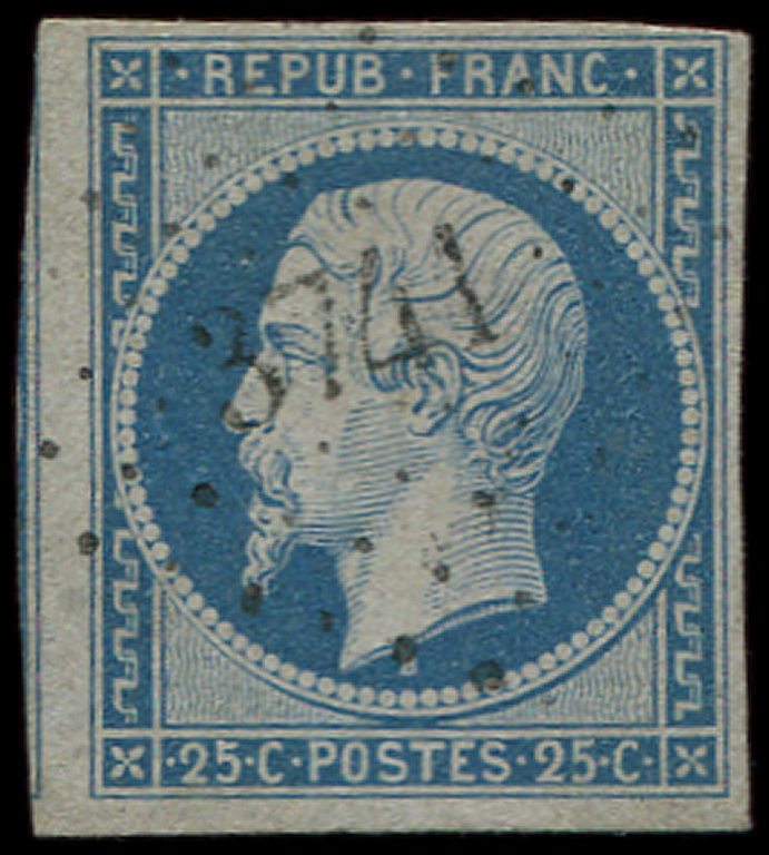15   25c. Bleu, Amorce De Voisin à Gauche, Obl. PC 3741, Frappe Légère, TTB - 1853-1860 Napoléon III