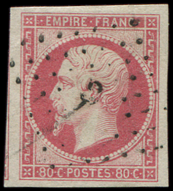 17Bb 80c. Rose Pâle, Obl. Los. G, Grandes Marges, Amorce De Voisin à Gauche, TTB/Superbe - 1853-1860 Napoléon III