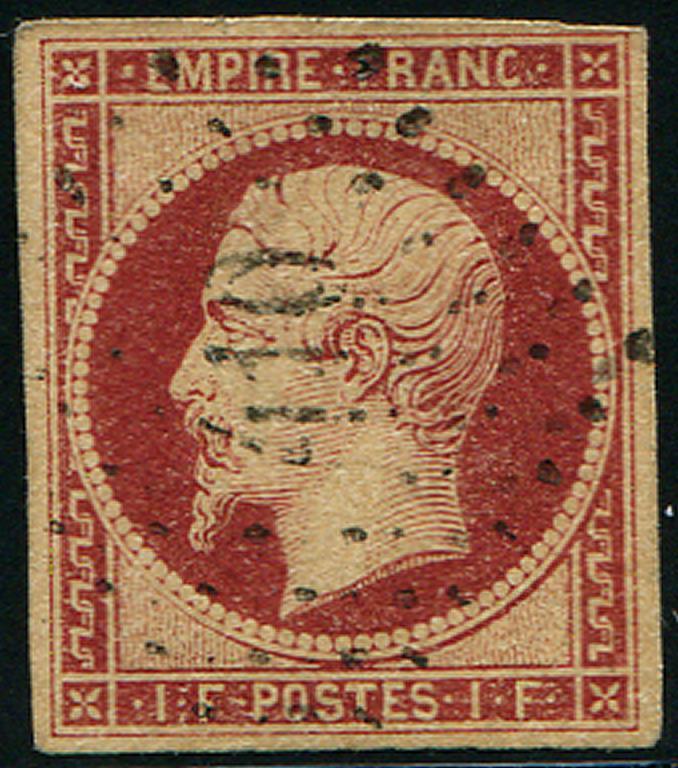 18    1f. Carmin, Obl. PC Léger, TB. Br - 1853-1860 Napoléon III