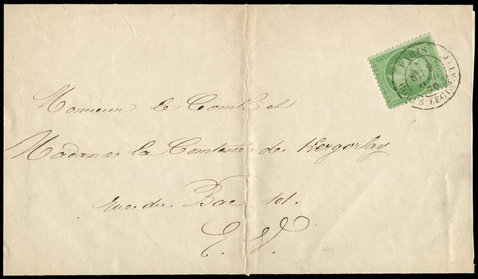 Let 20    5c. Vert, Obl. Càd CORPS LEGISLATIF 9/4/70 SEUL S. LSC Locale, TB - 1862 Napoléon III