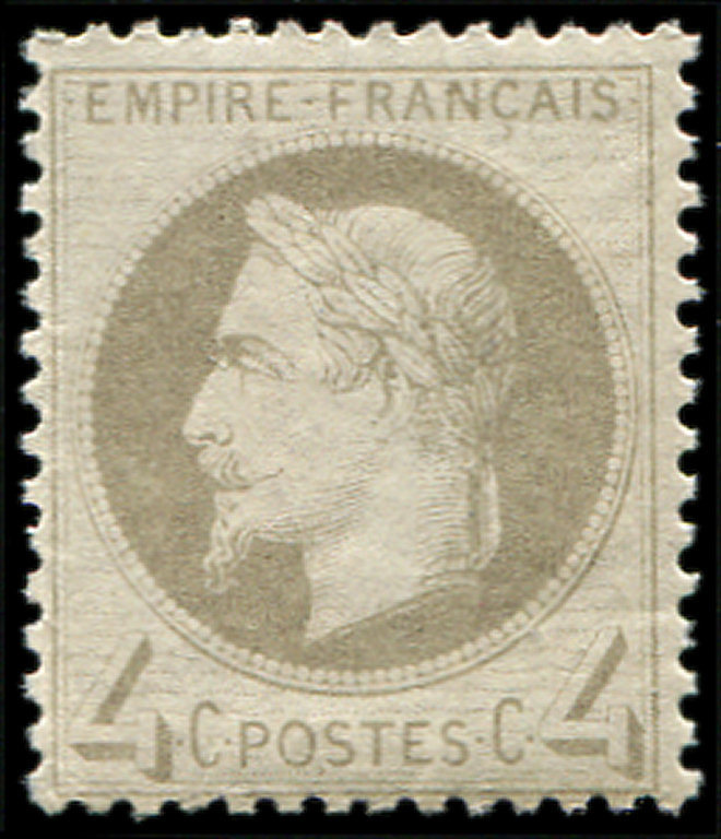 ** 27B   4c. Gris, T II, Inf. Adh. En Angle, Bien Centré, TB - 1863-1870 Napoléon III Lauré
