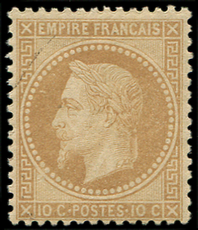 ** 28B  10c. Bistre, T II, Petit Trait à La Plume Au Recto, Sinon TB - 1863-1870 Napoléon III Lauré