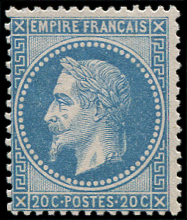 ** 29B  20c. Bleu, T II, TB - 1863-1870 Napoléon III Lauré