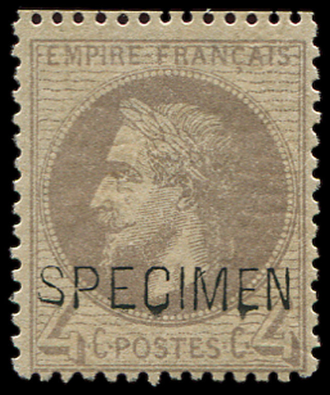 * S27Bg 4c. Gris, Surch. SPECIMEN, TB - 1863-1870 Napoléon III Lauré
